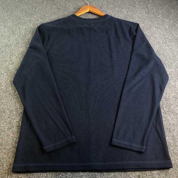 Tommy Bahama Shirt Mens Medium Navy Waffle Knit Long Sleeve Crewneck Marlin Logo - Picture 7 of 9